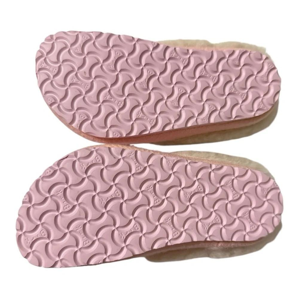 Birkenstock Pink Shearling Girls Slippers Size 8 Narrow (EU 26)